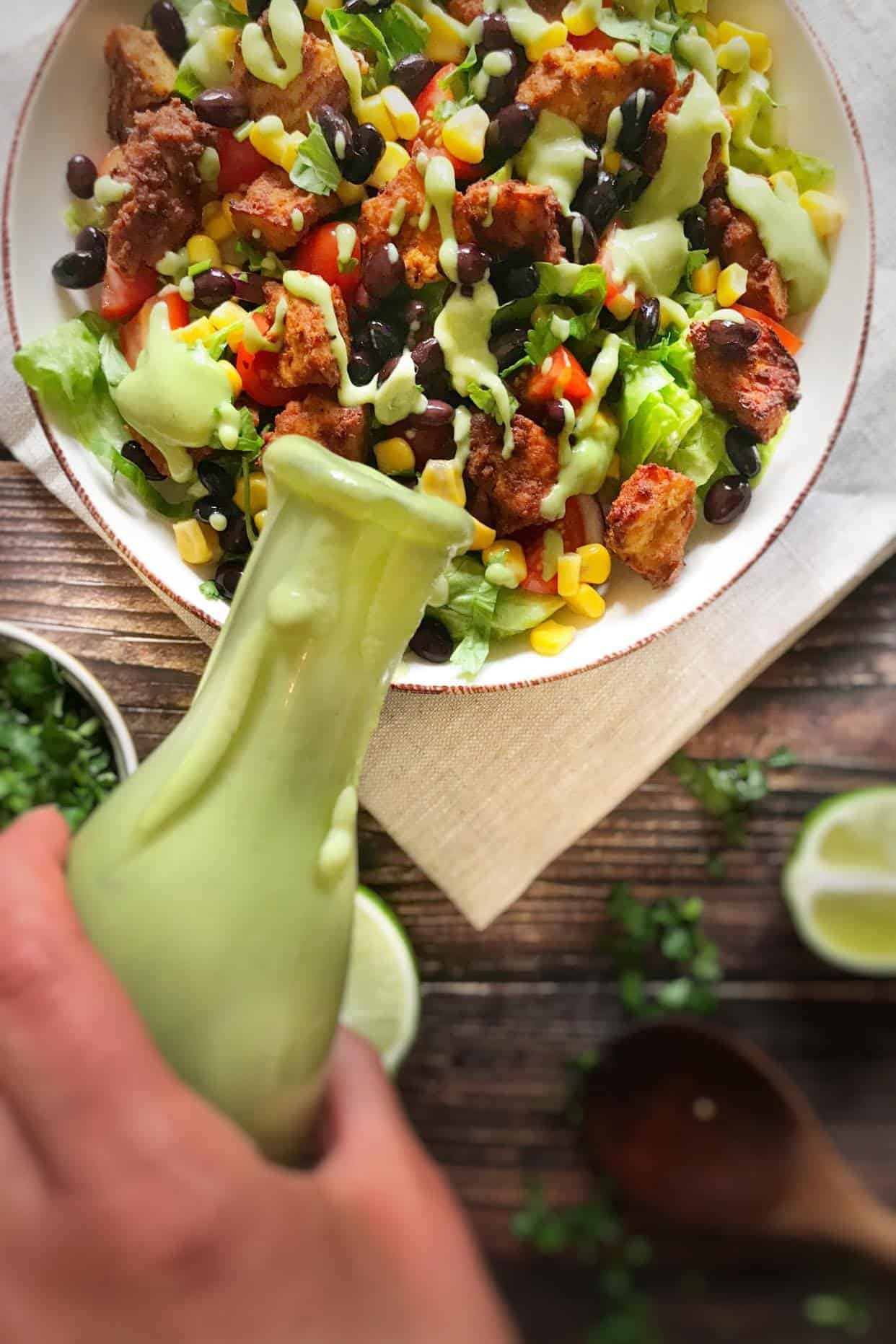 Oil-Free Vegan Avocado Cilantro Lime Dressing for Salads & Dips